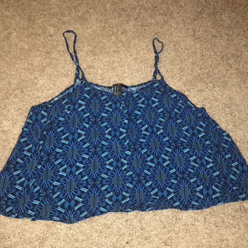 Green/Blue Pattern Crop Top